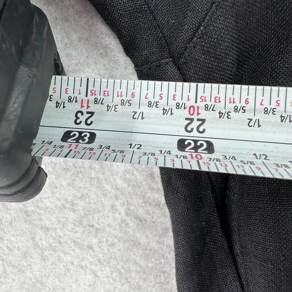 IB Diffusion 100% Linen Shirt Womens 6 Black Embroidered Floral Short Sleeve Top - Picture 7 of 9